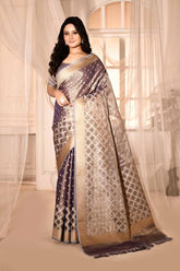 Blue-Grey Banarasi Tissue Handloom saree